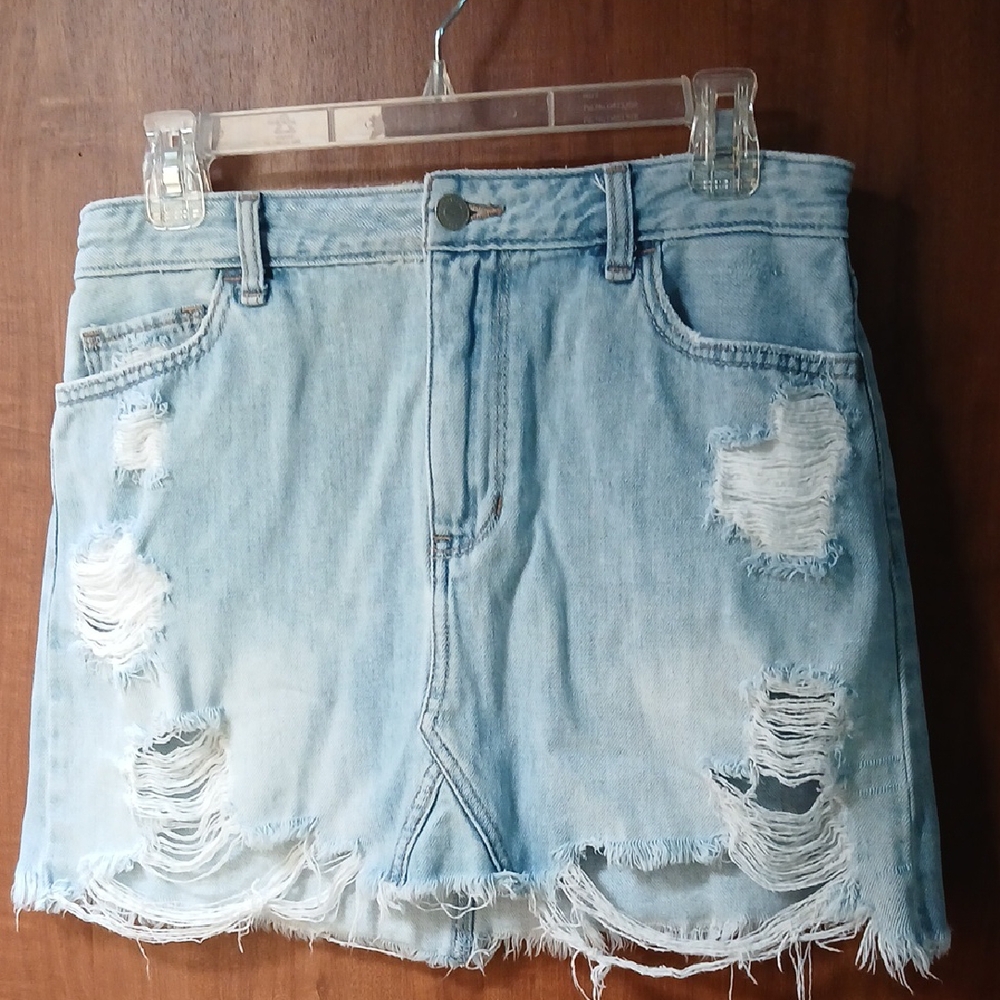 Hollister Blue Distressed Mini Skirt Casual